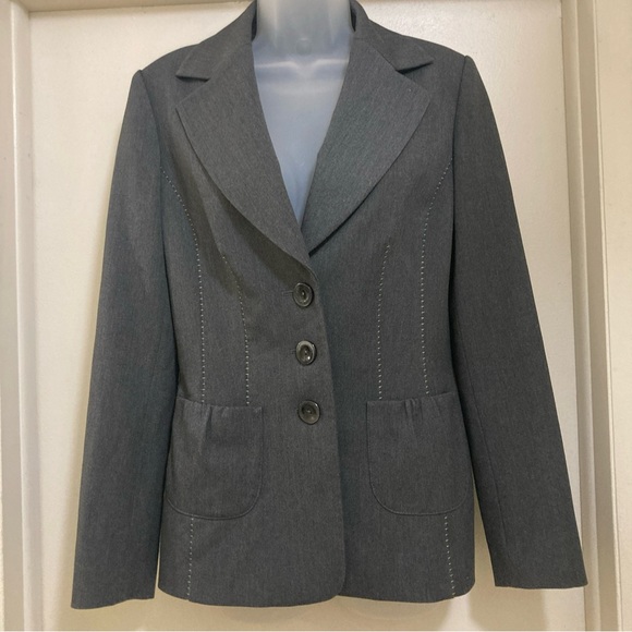 Classiques Entier Woman Grey Three Button Jacket Blazer - Picture 6 of 11